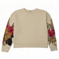 Zara Damen-Sweatshirt mit Grafik-Übergröße, Gr. 14, mittelweiß, geblümt