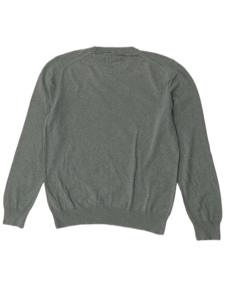 Marks & Spencer Herren-Pullover mit Rundhalsausschnitt, groß, grüne Baumwolle