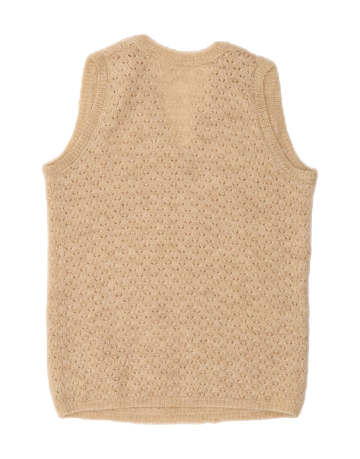 VINTAGE Womens Vest Tank Top UK 12 Medium Beige Vintage Vintage and Second-Hand Vintage from Messina Hembry 