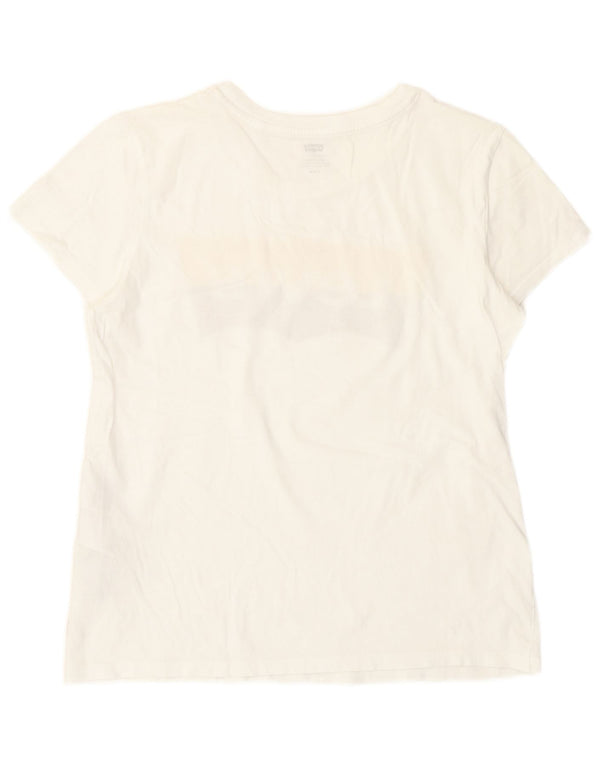 Levi's Womens Graphic T-Shirt Top UK 14 Mittelweiße Baumwolle