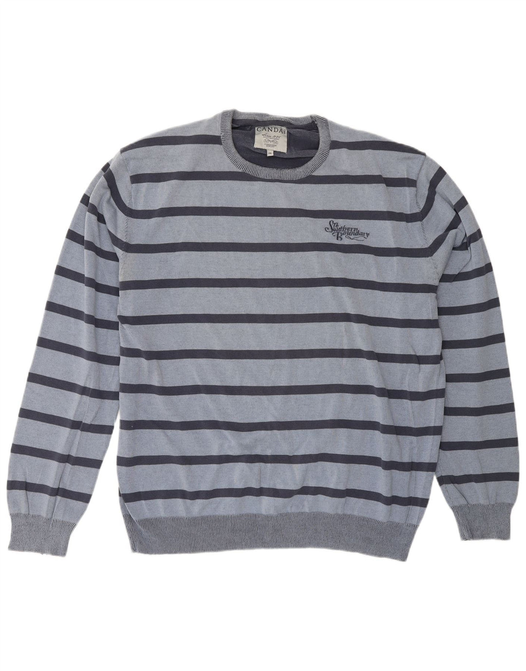 Canda Herren-Pullover mit Rundhalsausschnitt, 2XL, blau gestreift