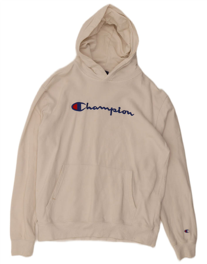 Champion Herren-Kapuzenpullover mit Grafik, Größe L, Weiß