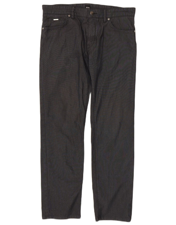 Hugo Boss Herren gerade Freizeithose W32 L30 graue Baumwolle