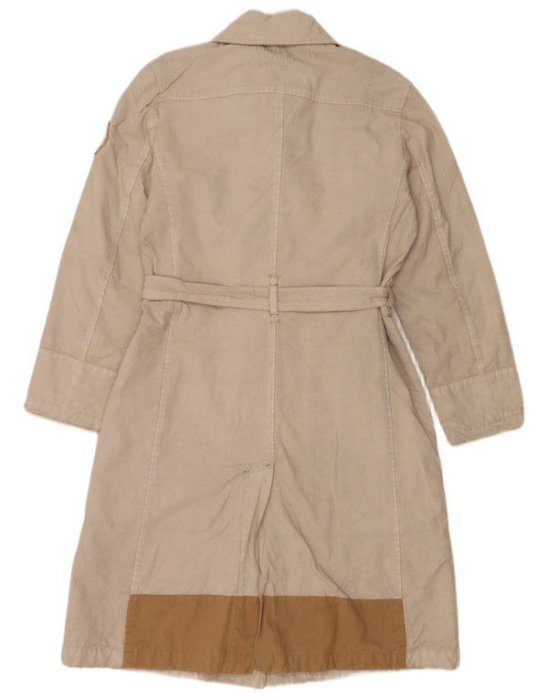 MURPHY & NYE Zweireihiger Damenmantel UK 14 Mittelbeige Baumwolle