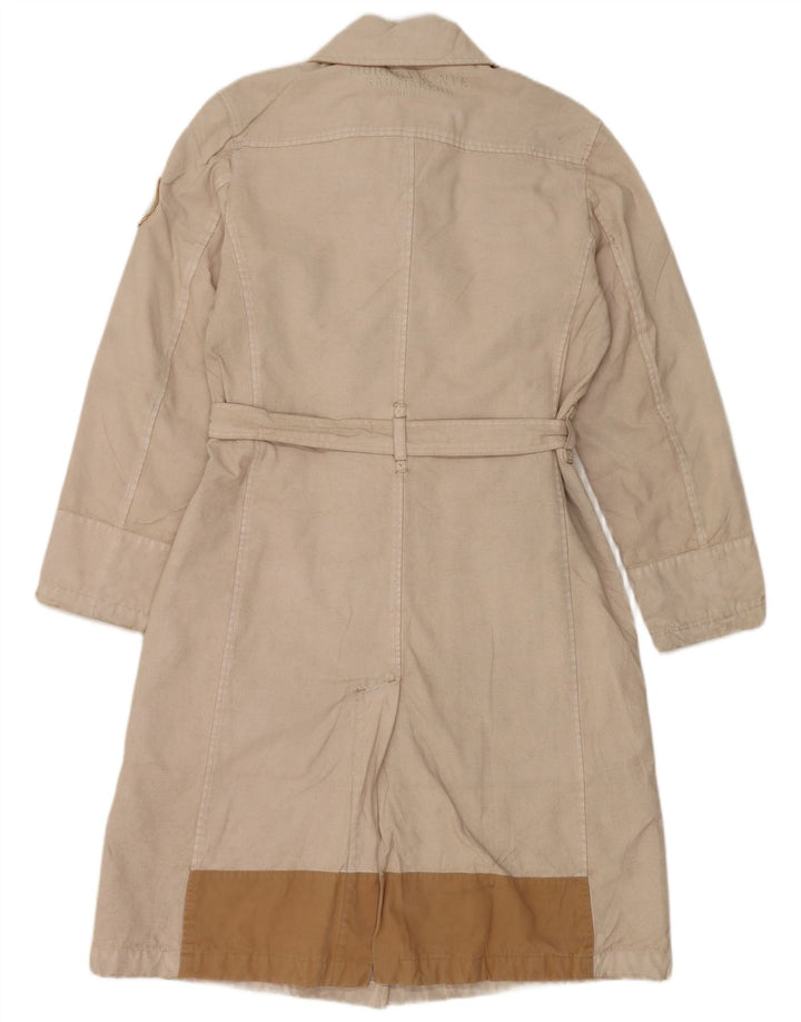 MURPHY & NYE Zweireihiger Damenmantel UK 14 Mittelbeige Baumwolle