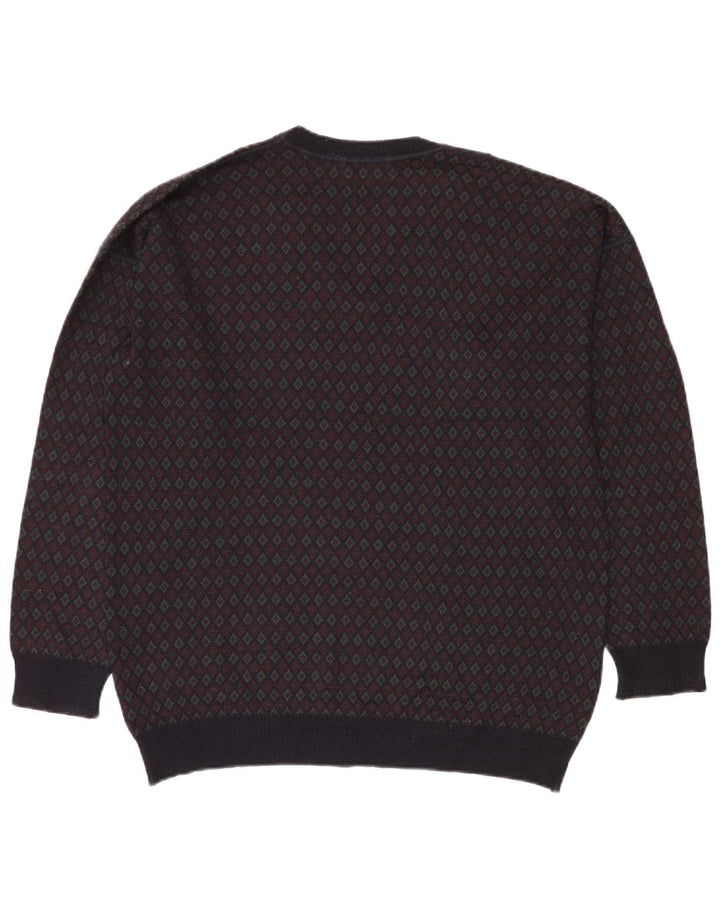 MONTECATINI Herren-Pullover mit V-Ausschnitt, groß, mehrfarbig, geometrisch