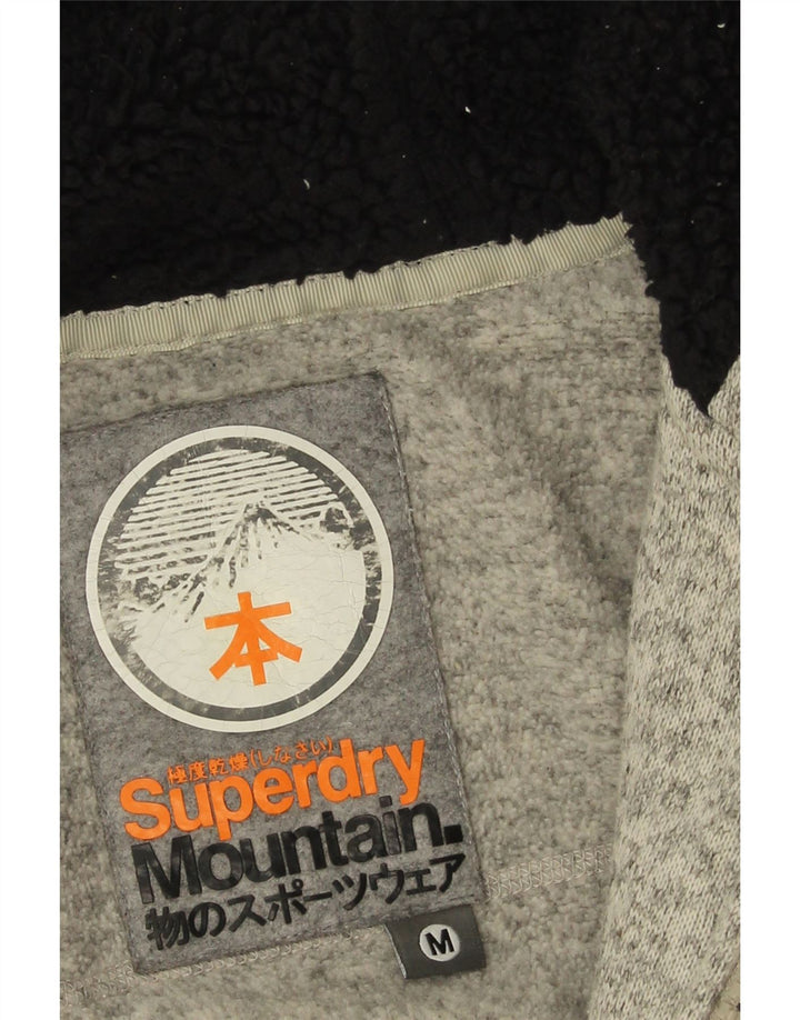 Superdry Damen-Kapuzenpullover mit Reißverschluss, UK 14, Mittelgrau geflecktes Polyester