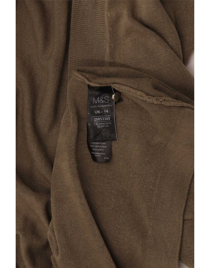 Marks & Spencer Damen Longline Open Cardigan Pullover UK 14 Medium Khaki