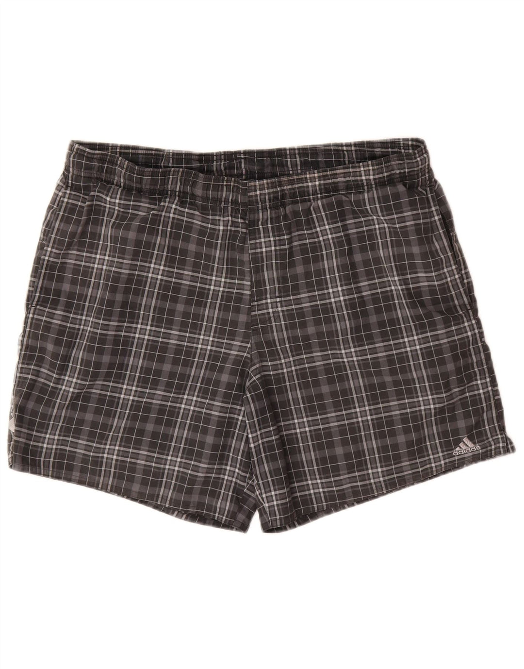 Adidas Herren Badeshorts mittelgrau kariertes Polyester