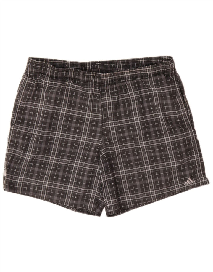 Adidas Herren Badeshorts mittelgrau kariertes Polyester