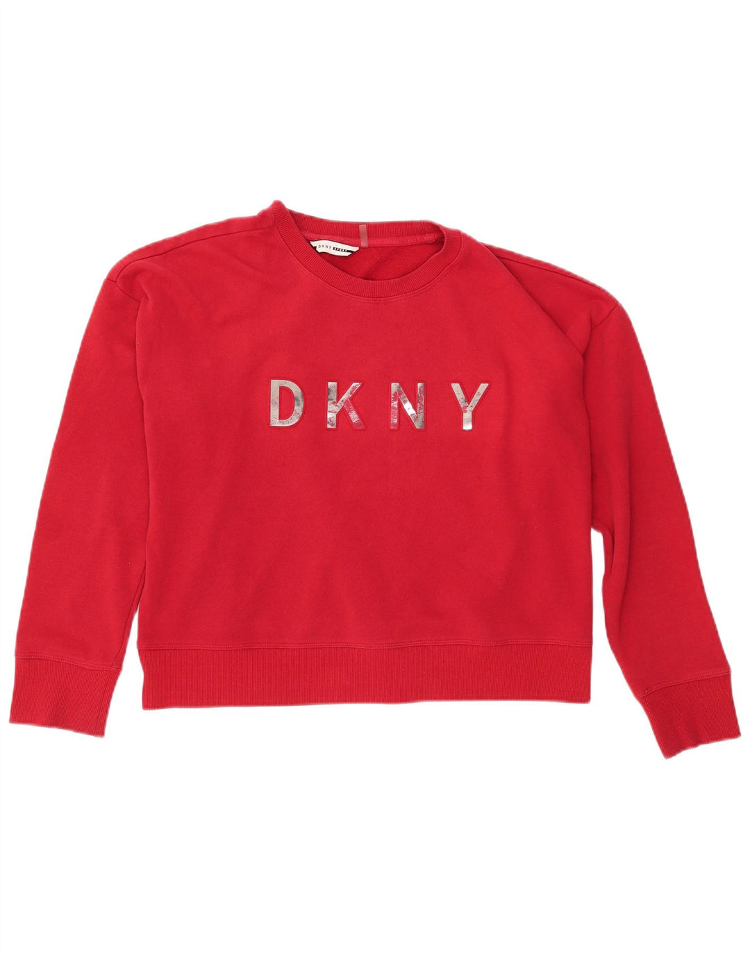 DKNY Womens Crop Graphic Sweatshirt Pullover UK 14 Große rote Baumwolle