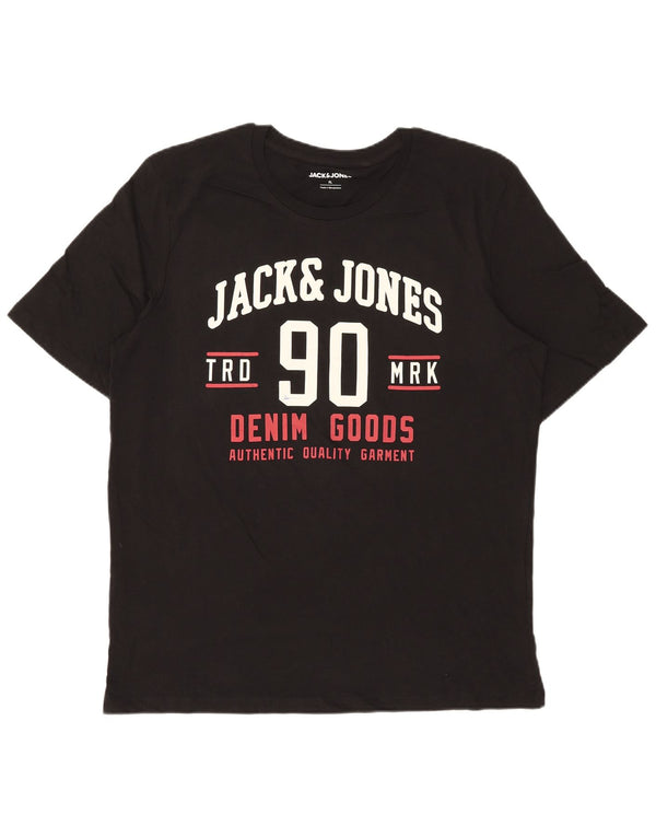 Jack & Jones Herren Grafik T-Shirt Top XL Schwarz Baumwolle