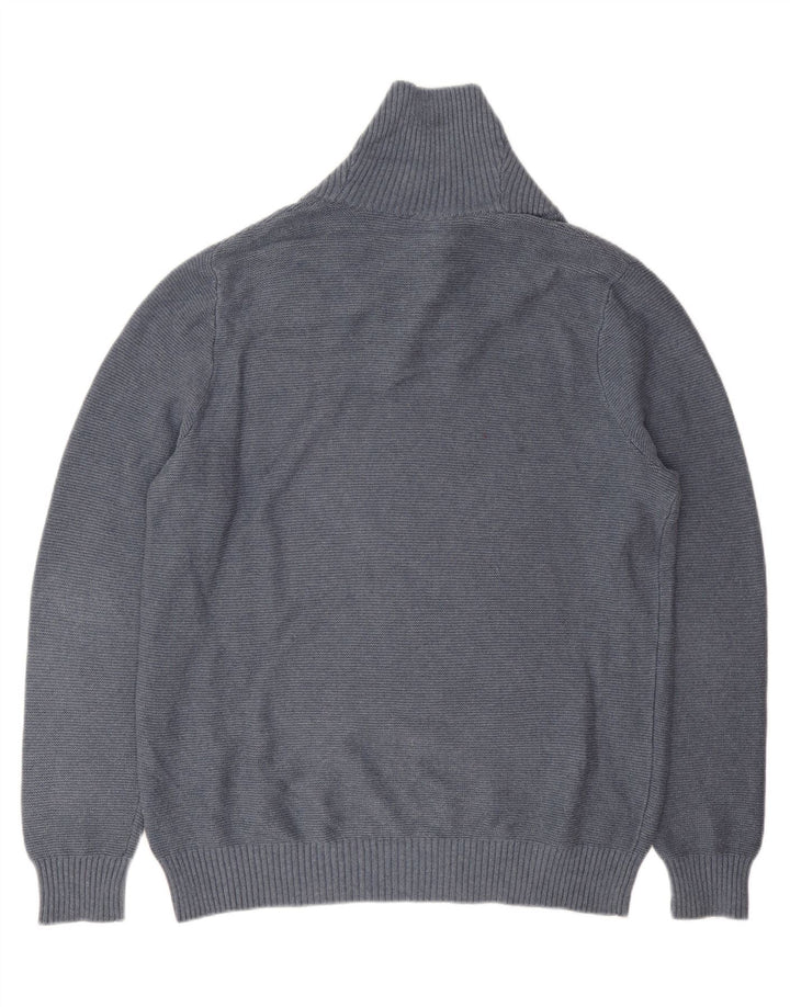 JOHN LEWIS Mens Shawl Neck Jumper Sweater Large Blue Cotton Vintage John Lewis and Second-Hand John Lewis from Messina Hembry 