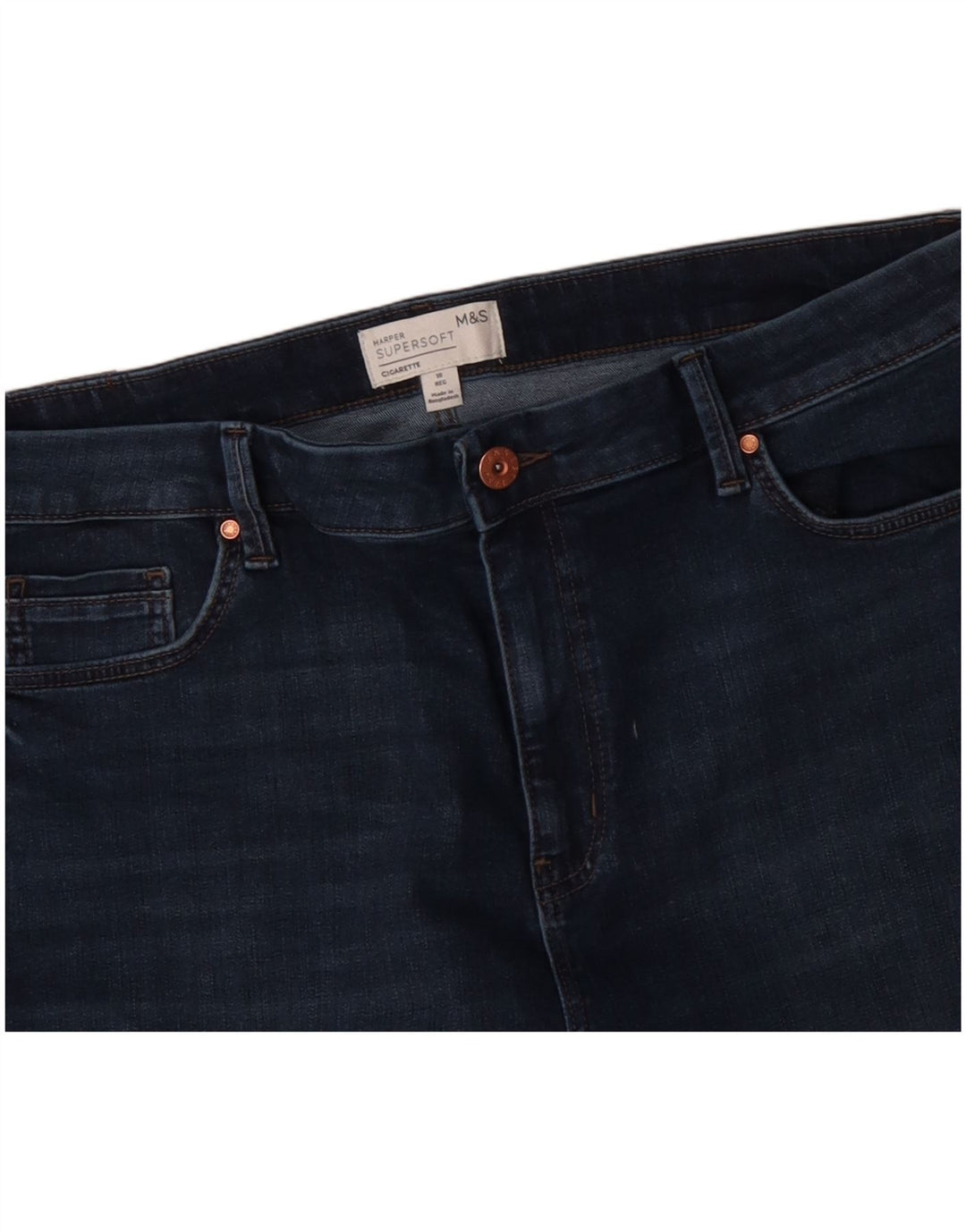 MARKS & SPENCER Damen Cigarette Slim Kurzjeans UK 18 XL W36 L25 Blau