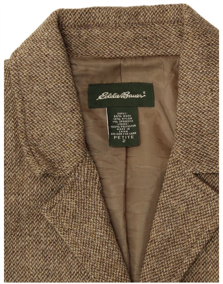EDDIE BAUER Damen Petite 3-Knopf-Blazerjacke US 2 XS Beige gefleckt