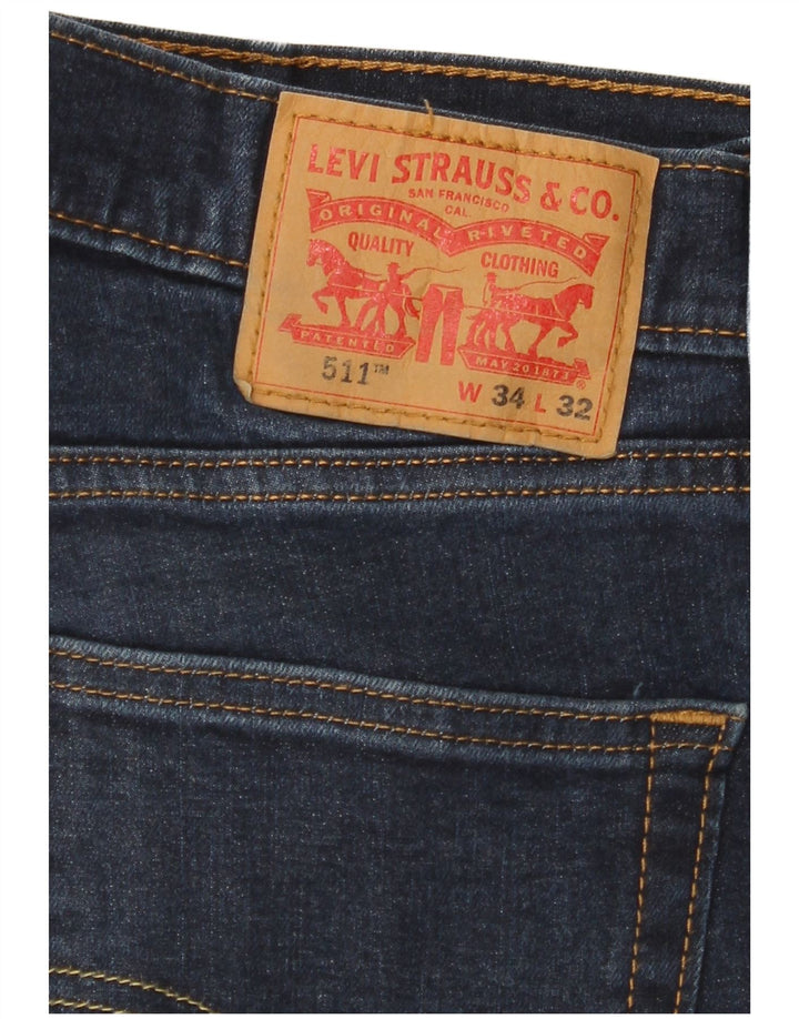 LEVI'S Herren 511 Slim Jeans W34 L32 Marineblaue Baumwolle
