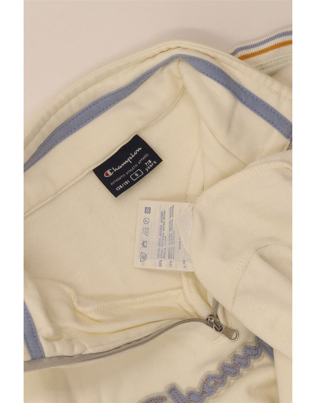 Champion Sweatshirt-Pullover mit Grafik für Jungen, 7–8 Jahre, Größe S, weiß gestreift