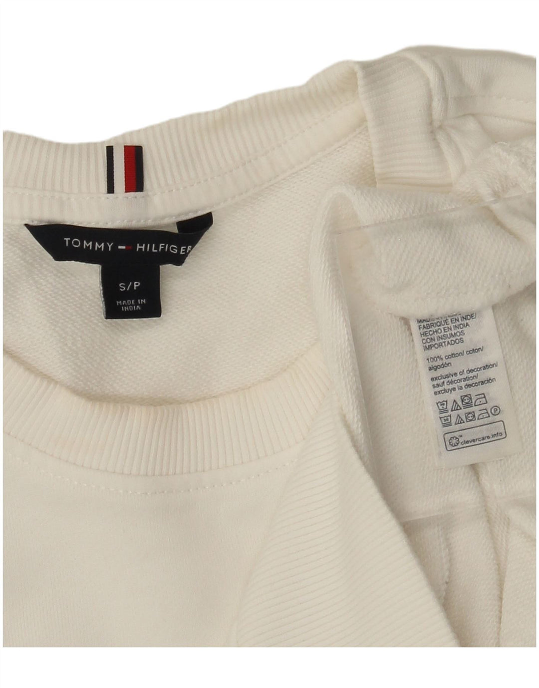 Tommy Hilfiger Herren-Sweatshirt mit Grafik, Größe S, weiße Baumwolle