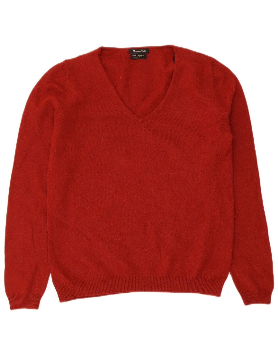 MASSIMO DUTTI Damen-Pullover mit V-Ausschnitt, UK 14, große rote Wolle