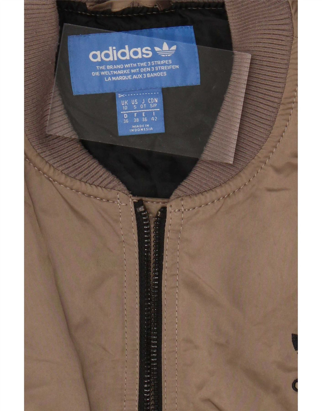 Adidas Womens Graphic Oversized Wattierte Jacke UK 10 Small Braunes Polyester