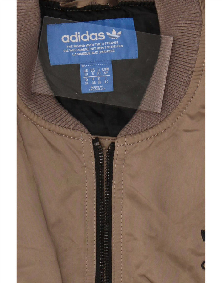 Adidas Womens Graphic Oversized Wattierte Jacke UK 10 Small Braunes Polyester
