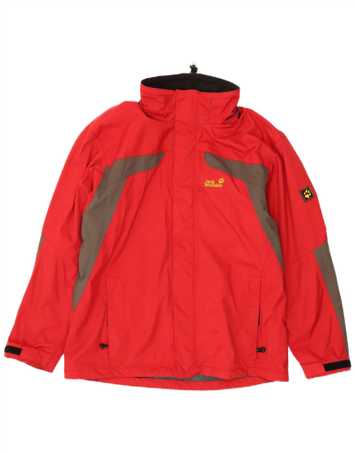 Jack Wolfskin Herren Regenjacke UK 48 2XL Rot Colourblock Polyamid