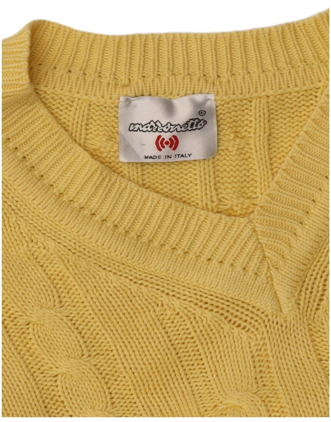 Mazzonetto Herren-Pullover mit V-Ausschnitt aus mittelgelber Baumwolle