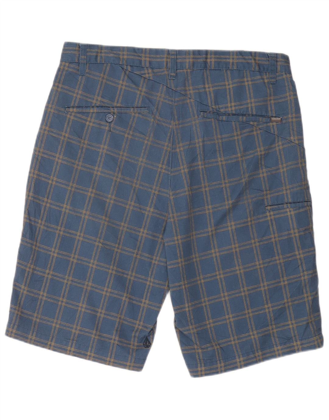Volcom Herren-Chinoshorts W34, großes, blau kariertes Polyester