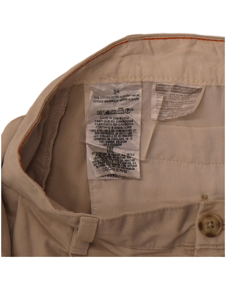 DOCKERS Mens Chino Shorts W34 Large  Beige Cotton