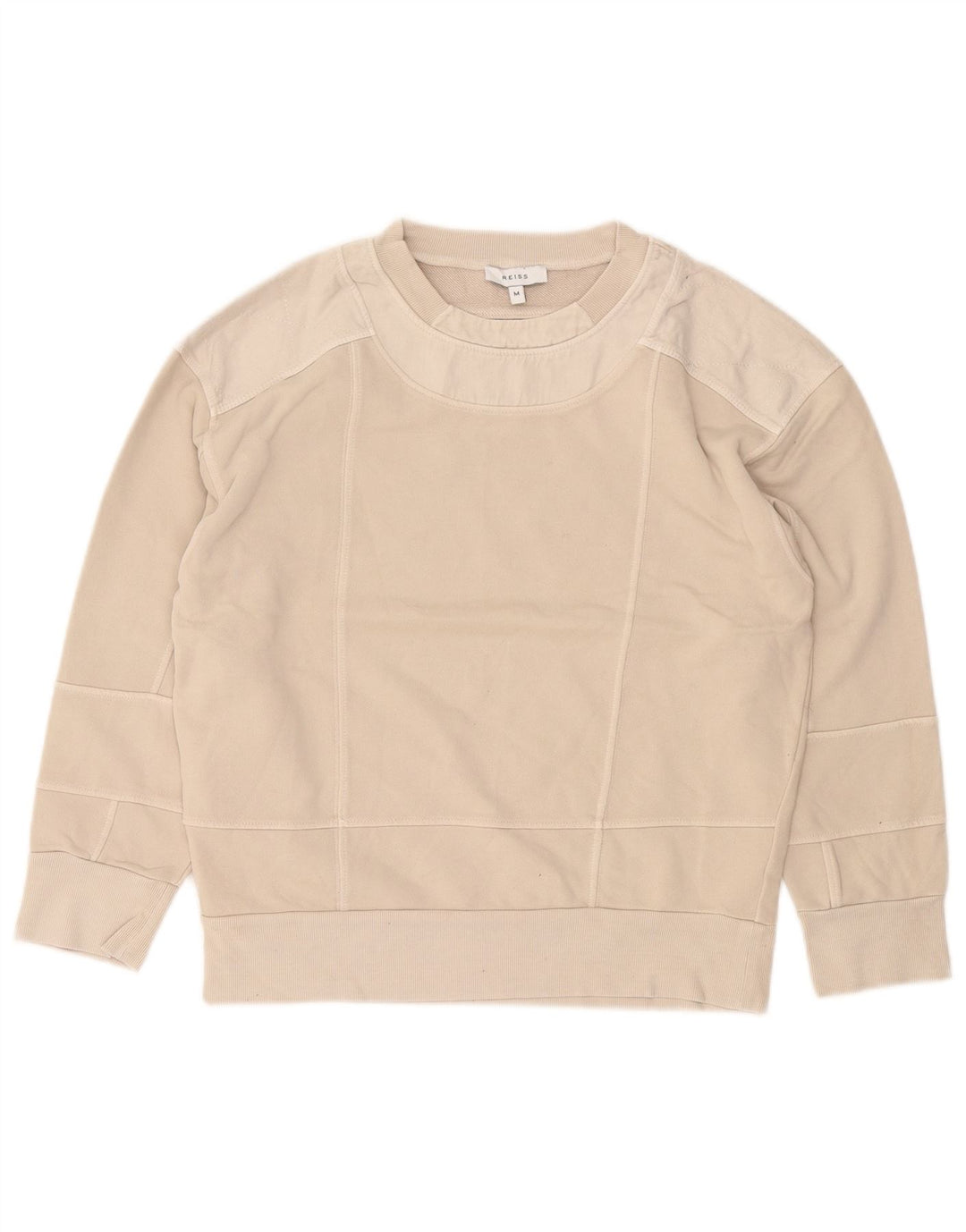 REISS Damen-Sweatshirt-Pullover UK 14 Mittelbeige Baumwolle