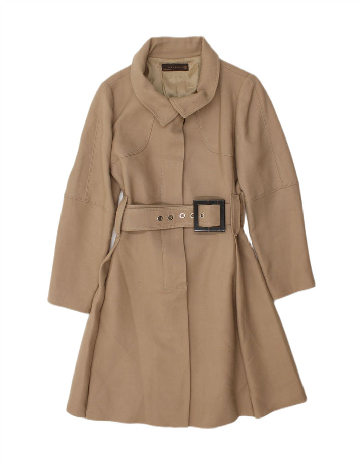 Zara Damen Mantel UK 14 Large Beige Wolle