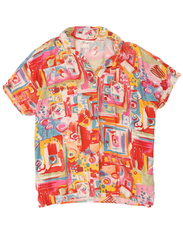 Vintage Damen Kurzarmshirt IT 46 Großes mehrfarbiges Patchwork