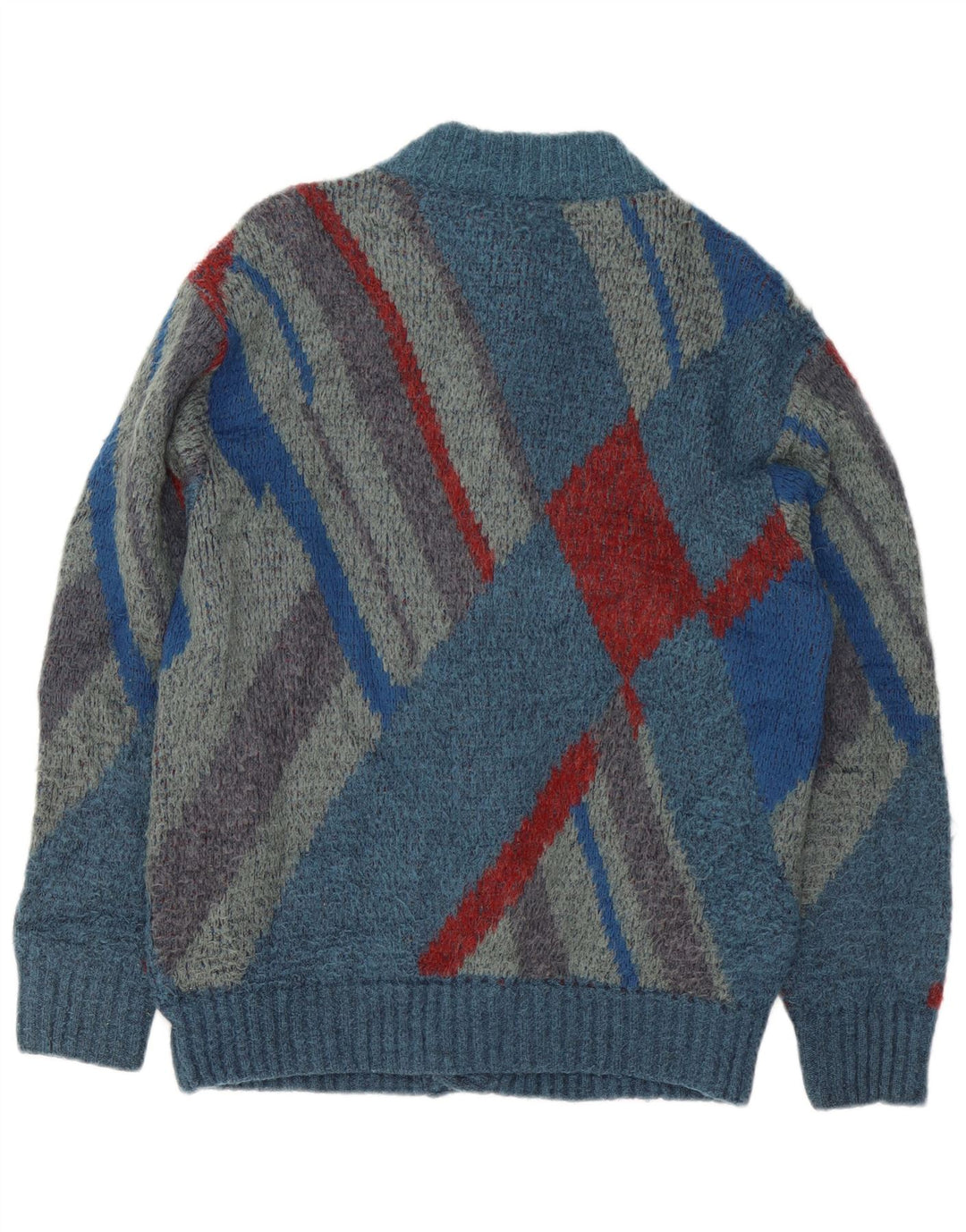 Maglificio Herren Strickjacke IT 48 Mittelblaues geometrisches Acryl