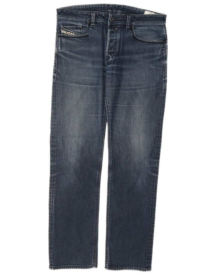 Diesel Herren Straight Jeans W34 L33 Blaue Baumwolle