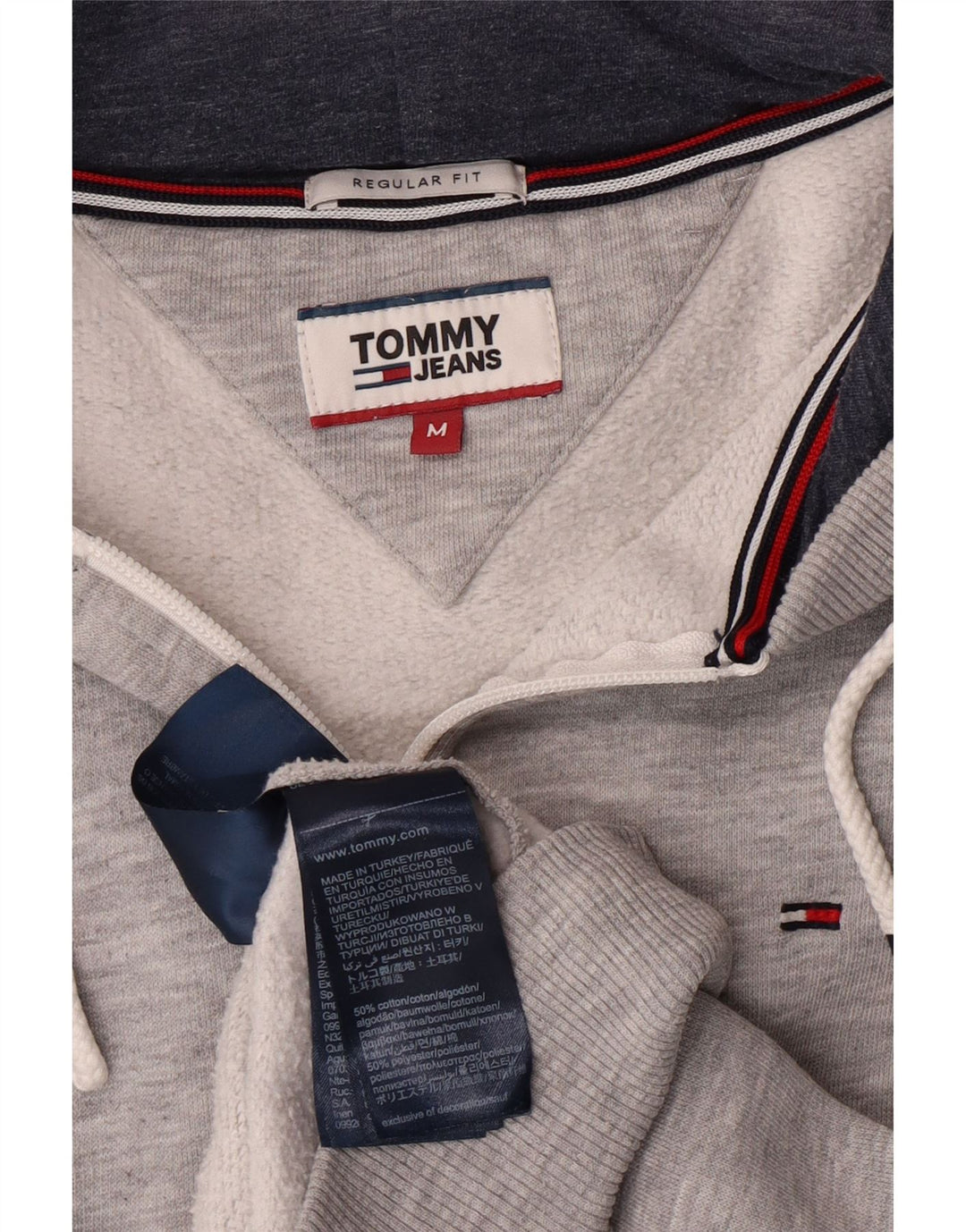 TOMMY HILFIGER Herren Regular Fit Zip Hoodie Pullover Mittelgrau meliert