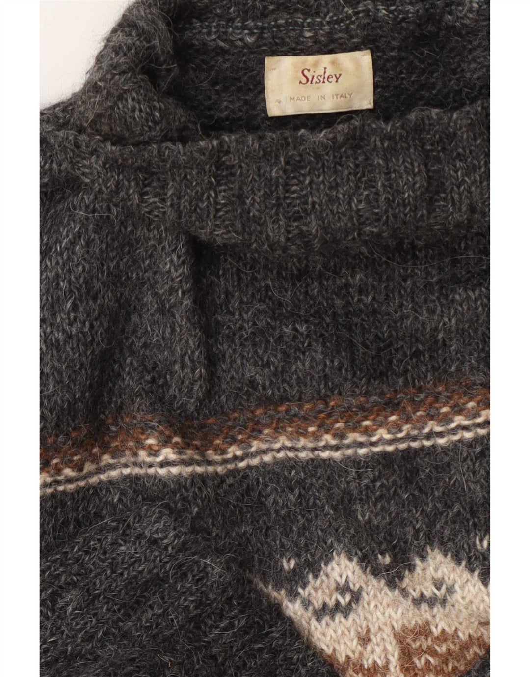 Sisley Damen-Pullover mit Rollkragen, Gr. 40, groß, grau, geometrisch