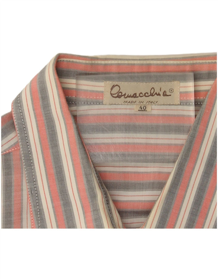 Vintage Herrenhemd Größe 40 Mittelrosa gestreift