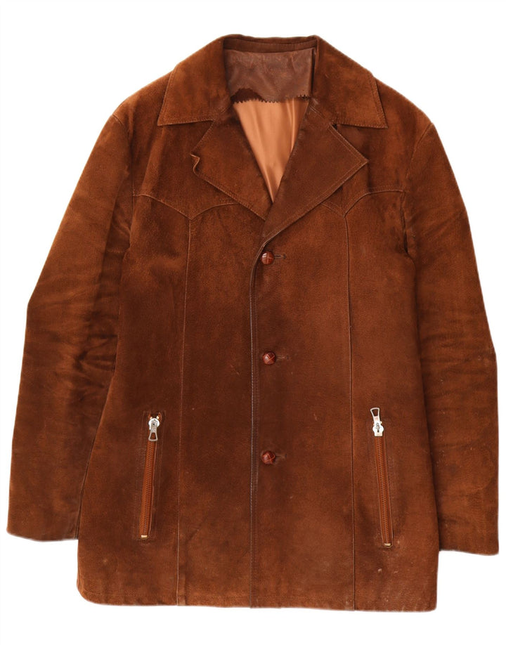 Vintage Herren Wildledermantel EU 50 Großes braunes Leder