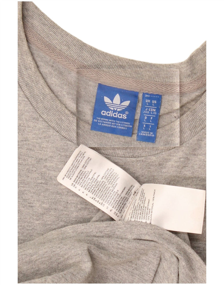 ADIDAS Herren Grafik T-Shirt Top Große graue Baumwolle