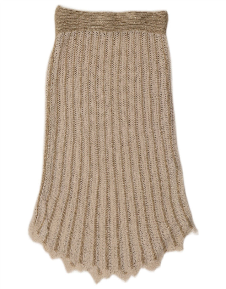 Vintage Damen 2-teiliges Rockset UK 8 Small W26 Beige gestreift aus Acryl