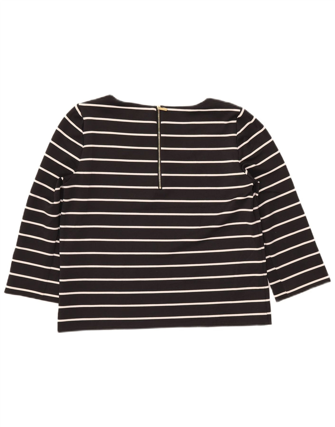 CALVIN KLEIN Damen Top 3/4 Ärmel UK 14 Mittelschwarz gestreift Polyester