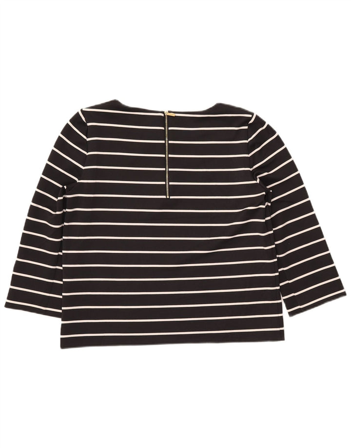 CALVIN KLEIN Damen Top 3/4 Ärmel UK 14 Mittelschwarz gestreift Polyester