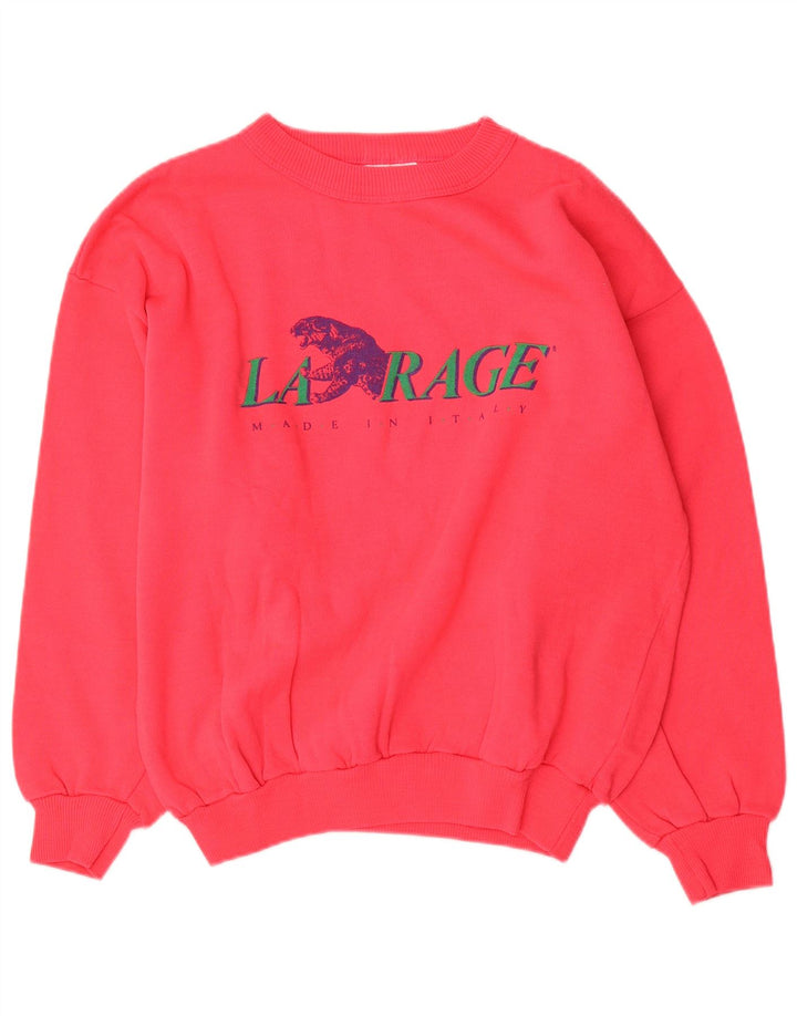 Vintage Herren Grafik Sweatshirt Pullover mittelrosa Baumwolle