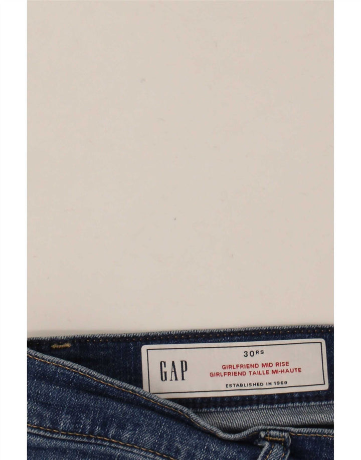 Gap Damen Girlfriend Distressed Mid Rise Slim Jeans W30 L27 Blau