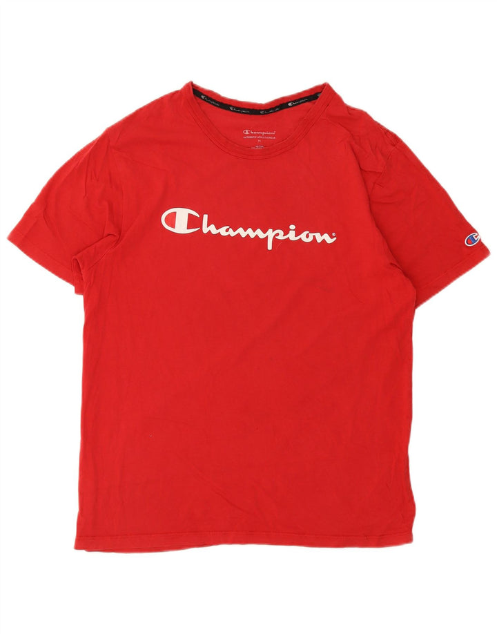Champion Herren-T-Shirt mit Grafik, mittelrote Baumwolle