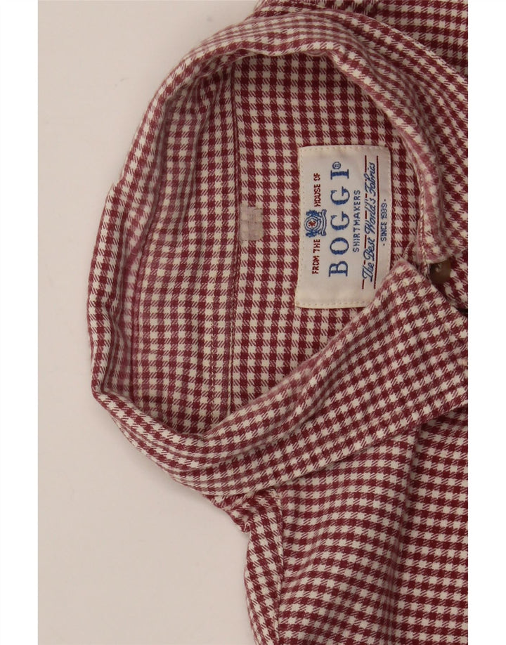 Boggi Herrenhemd, großes rotes Gingham-Karomuster