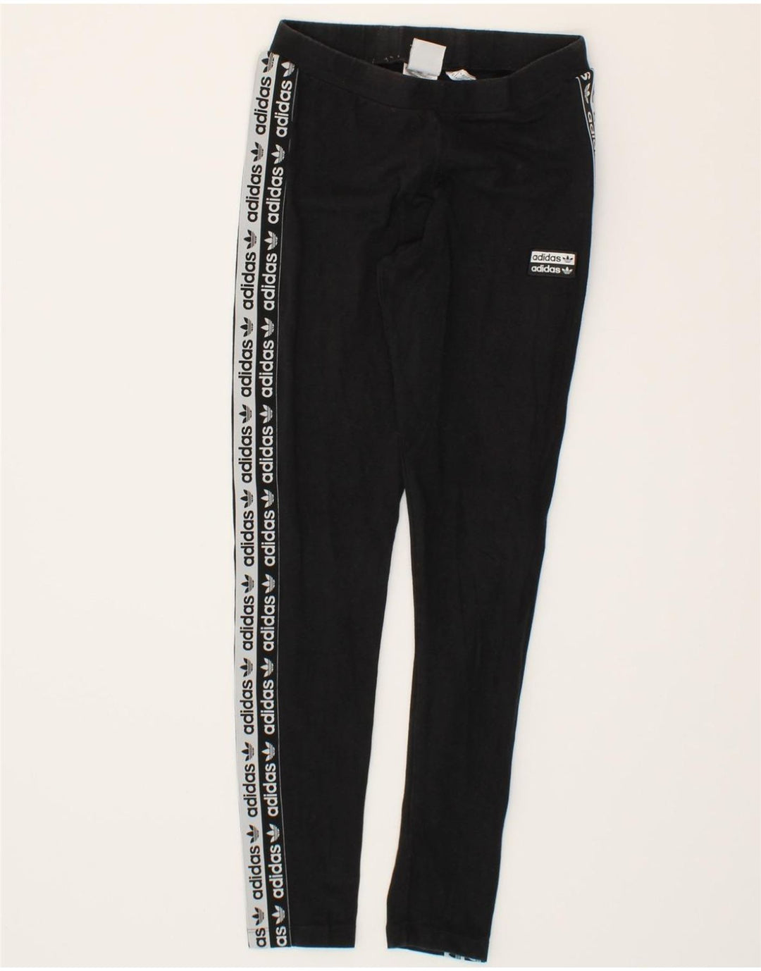 ADIDAS Womens Graphic Leggings UK 10 Small Black Cotton Vintage Adidas and Second-Hand Adidas from Messina Hembry 