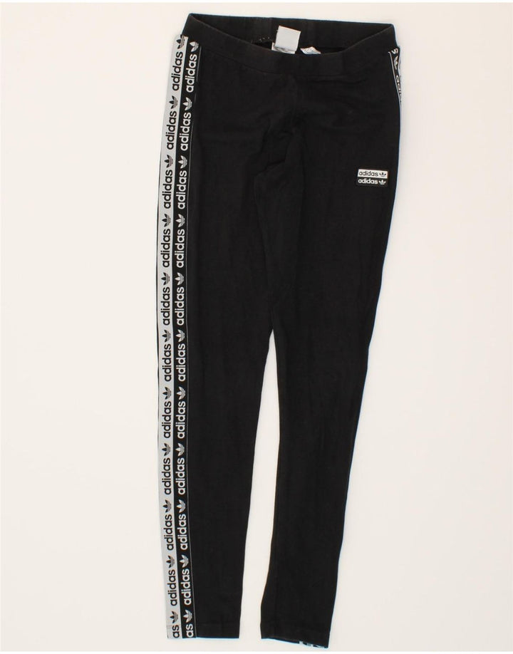ADIDAS Womens Graphic Leggings UK 10 Small Black Cotton Vintage Adidas and Second-Hand Adidas from Messina Hembry 