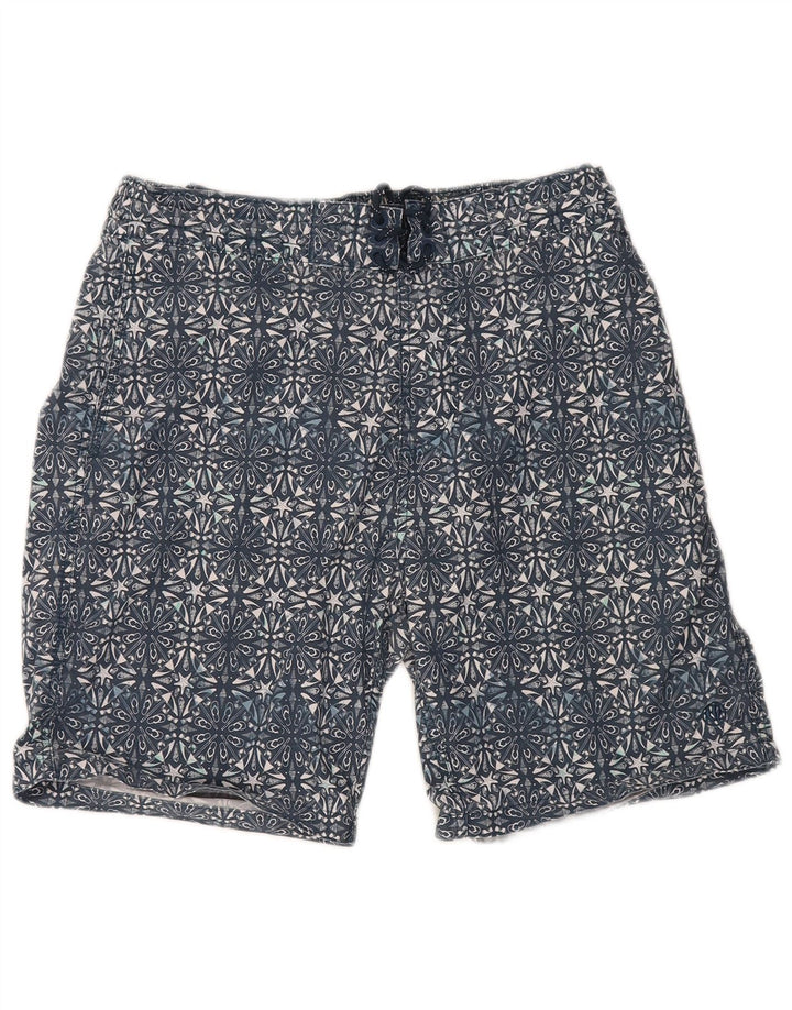 Fat Face Herren-Badeshorts aus mittlerer marineblauer geometrischer Baumwolle