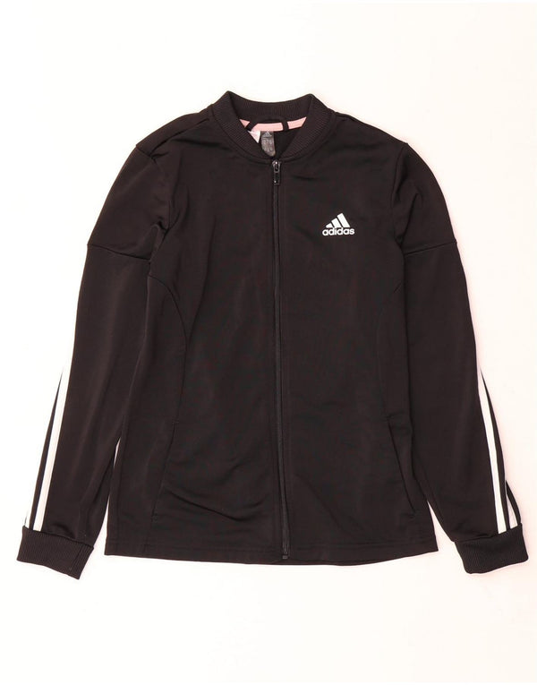 Adidas Mädchen-Trainingsanzug-Top-Jacke, 11–12 Jahre, schwarzes Polyester